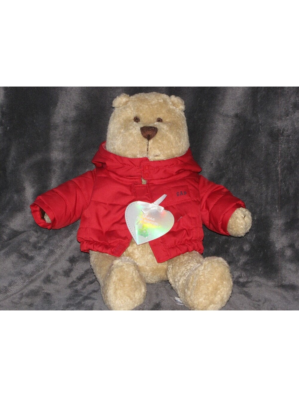 Baby Gap Brannan Stuffed Plush Teddy Bear Red Jacket Coat Beige Tan